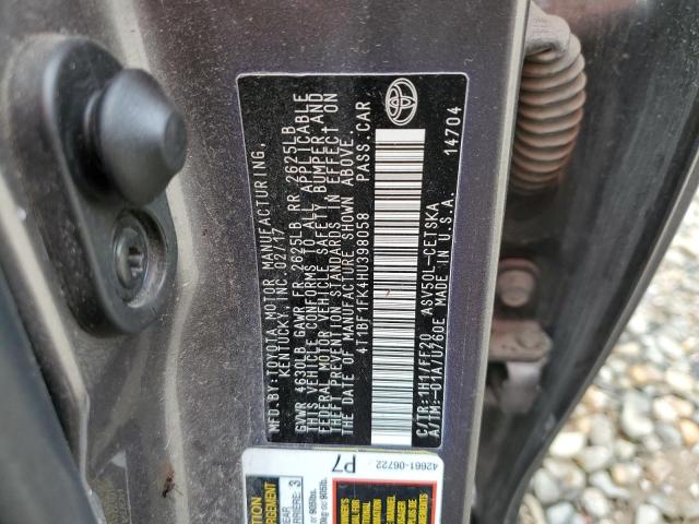 4T1BF1FK4HU398058 - 2017 TOYOTA CAMRY LE 石墨色 照片 12