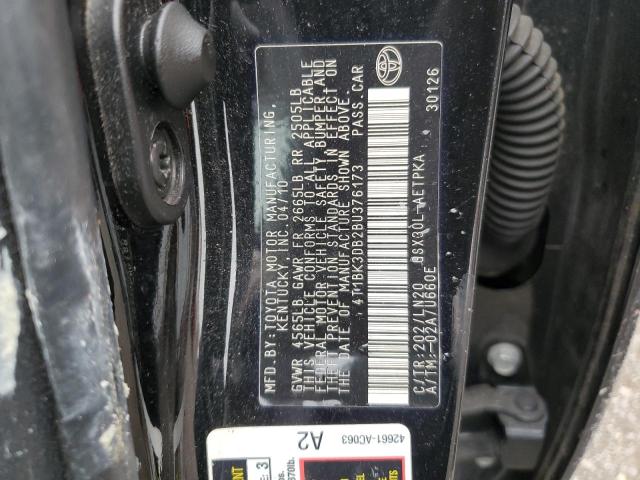 4T1BK3DB2BU376173 - 2011 TOYOTA AVALON BASE Черный фото 12