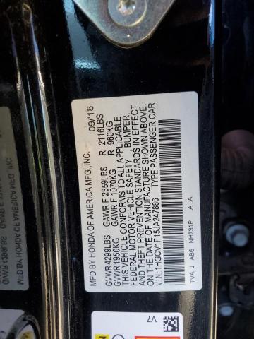 1HGCV1F15JA247886 - 2018 HONDA ACCORD LX BLACK photo 12