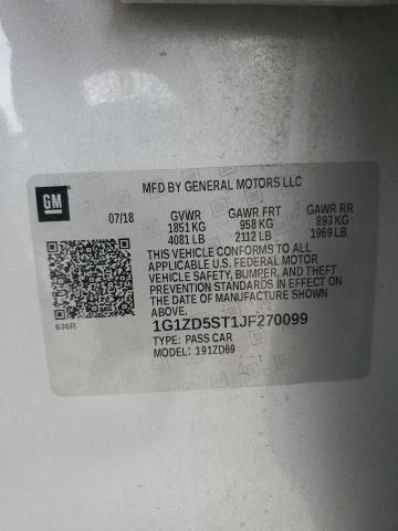 1G1ZD5ST1JF270099 - 2018 CHEVROLET MALIBU LT 银色 照片 12