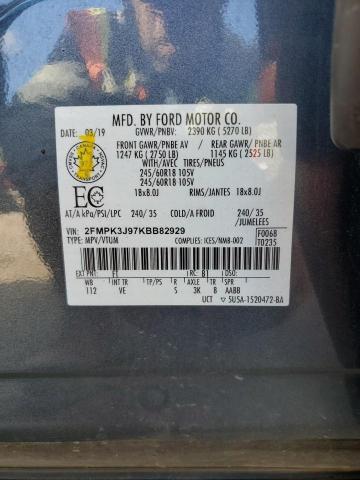 2FMPK3J97KBB82929 - 2019 FORD EDGE SEL 蓝色 照片 13