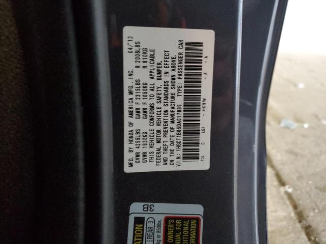 1HGCT1B85DA017889 - 2013 HONDA ACCORD EXL BLACK photo 12