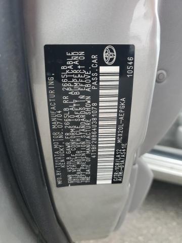 4T1BF28B64U381078 - 2004 TOYOTA AVALON XL ვერცხლისფერი ფოტო 12