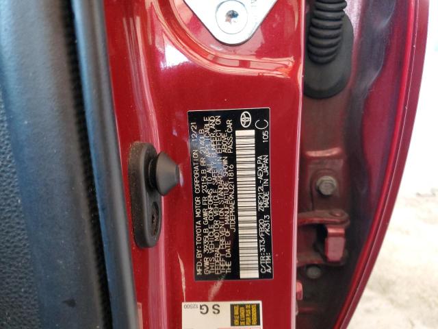 JTDEPMAE9NJ211816 - 2022 TOYOTA COROLLA LE RED photo 12