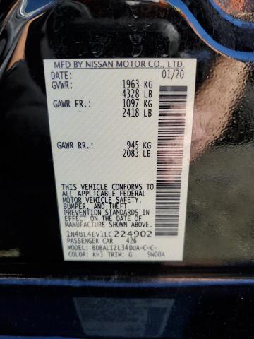 1N4BL4EV1LC224902 - 2020 NISSAN ALTIMA SL BLACK photo 12