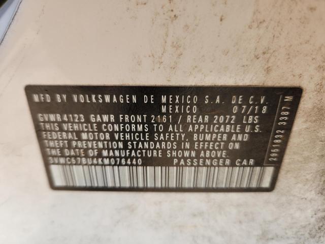 3VWC57BU4KM076440 - 2019 VOLKSWAGEN JETTA S WHITE photo 13