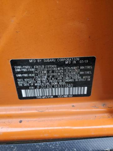 JF2GTADC3K8371840 - 2019 SUBARU CROSSTREK PREMIUM برتقالي صورة 13
