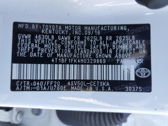 4T1BF1FK4HU329869 - 2017 TOYOTA CAMRY LE WHITE photo 13