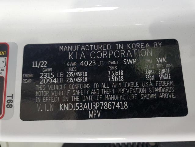 KNDJ53AU3P7867418 - 2023 KIA SOUL GT LINE WHITE photo 12