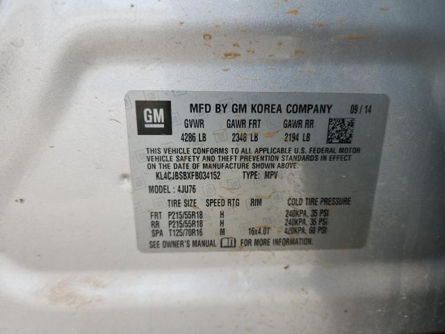 KL4CJBSBXFB034152 - 2015 BUICK ENCORE CONVENIENCE 银色 照片 13