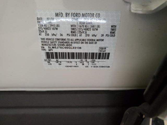 5LM5J7XC6SGL03136 - 2025 LINCOLN AVIATOR RESERVE Weiß Foto 13