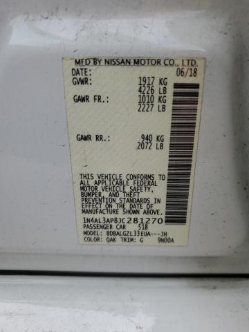 1N4AL3AP8JC281270 - 2018 NISSAN ALTIMA 2.5 თეთრი ფოტო 12