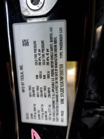 5YJ3E1EA7NF368769 - 2022 TESLA MODEL 3 BLACK photo 13