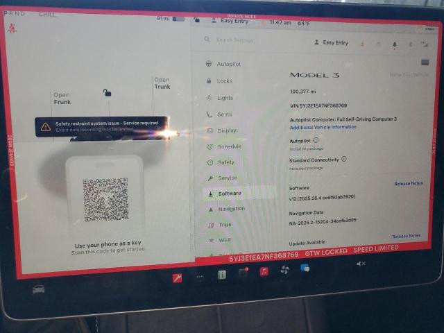 5YJ3E1EA7NF368769 - 2022 TESLA MODEL 3 BLACK photo 9