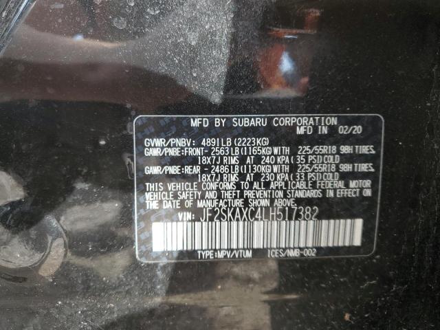 JF2SKAXC4LH517382 - 2020 SUBARU FORESTER TOURING შავი ფოტო 14