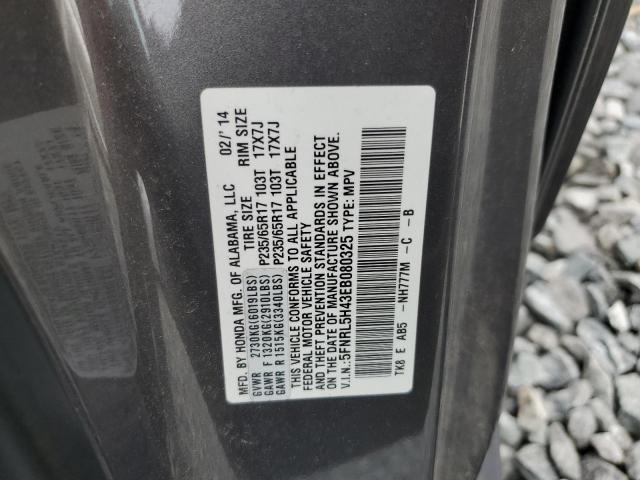 5FNRL5H43EB080325 - 2014 HONDA ODYSSEY EX GRAY photo 13