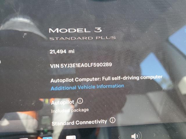 5YJ3E1EA0LF590289 - 2020 TESLA MODEL 3 Сірий фото 9