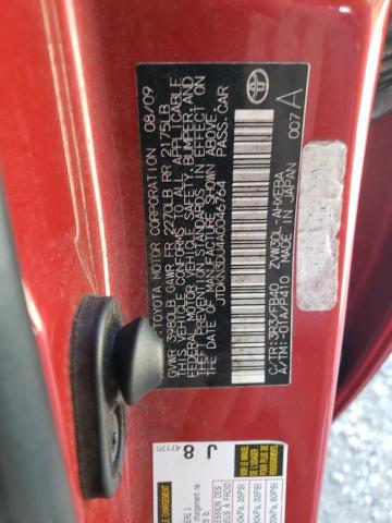 JTDKN3DU4A0046764 - 2010 TOYOTA PRIUS RED photo 12