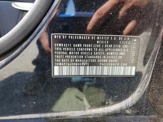 3VWDP7AJ0DM405675 - 2013 VOLKSWAGEN JETTA SE BLACK photo 13