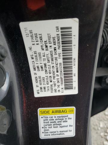 19UUA8F22CA020398 - 2012 ACURA TL BLACK photo 12