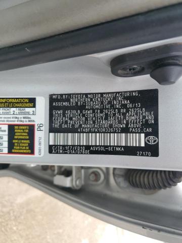 4T4BF1FK1DR326752 - 2013 TOYOTA CAMRY L SILVER photo 12