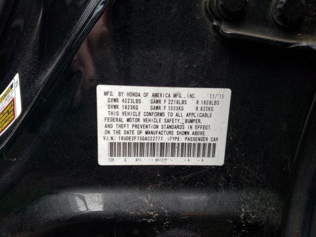 19UDE2F75GA022777 - 2016 ACURA ILX PREMIUM TECH შავი ფოტო 12