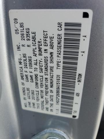 1HGCP26869A151631 - 2009 HONDA ACCORD EXL GRAY photo 12