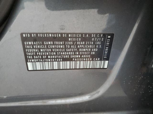 3VWDP7AJ7DM361464 - 2013 VOLKSWAGEN JETTA SE ნაცრისფერი ფოტო 12