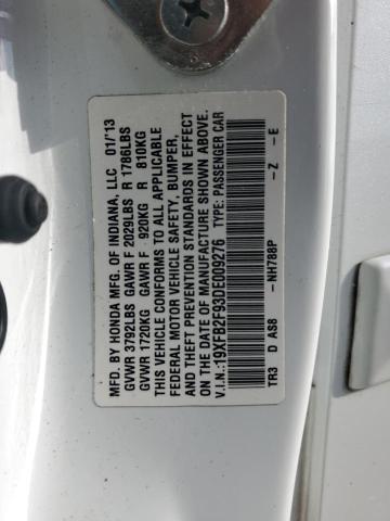 19XFB2F93DE009276 - 2013 HONDA CIVIC EXL WHITE photo 12