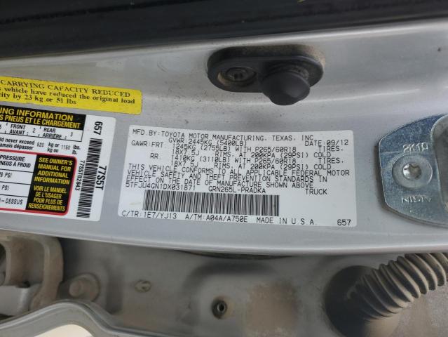 5TFJU4GN1DX031871 - 2013 TOYOTA TACOMA DOUBLE CAB PRERUNNER SILVER photo 12