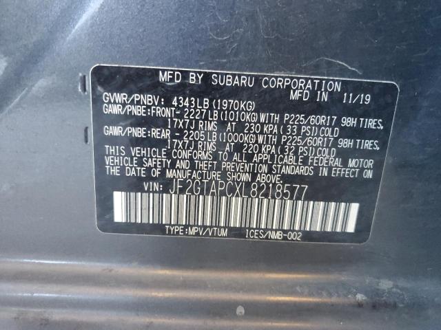 JF2GTAPCXL8218577 - 2020 SUBARU CROSSTREK PREMIUM GRAY photo 12