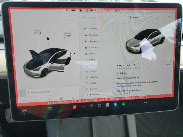 5YJ3E1EA4MF021639 - 2021 TESLA MODEL 3 Biały zdjęcie 9