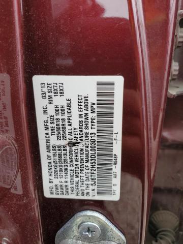 5J6TF2H53DL003013 - 2013 HONDA CROSSTOUR EXL ბურგუნდია ფოტო 13