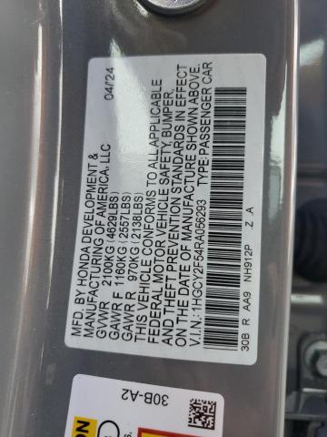 1HGCY2F54RA056293 - 2024 HONDA ACCORD HYBRID SPORT GRAY photo 12