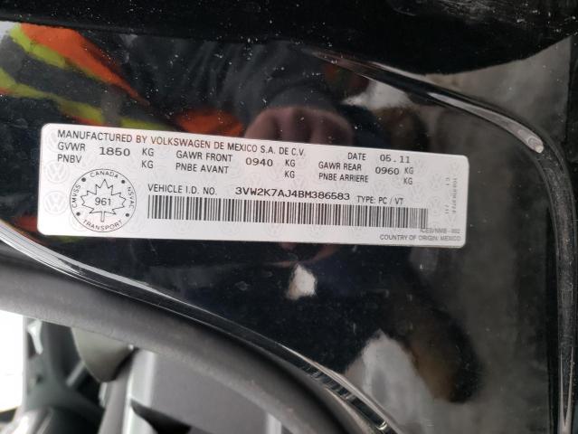 3VW2K7AJ4BM386583 - 2011 VOLKSWAGEN JETTA BASE Սև լուսանկար 13