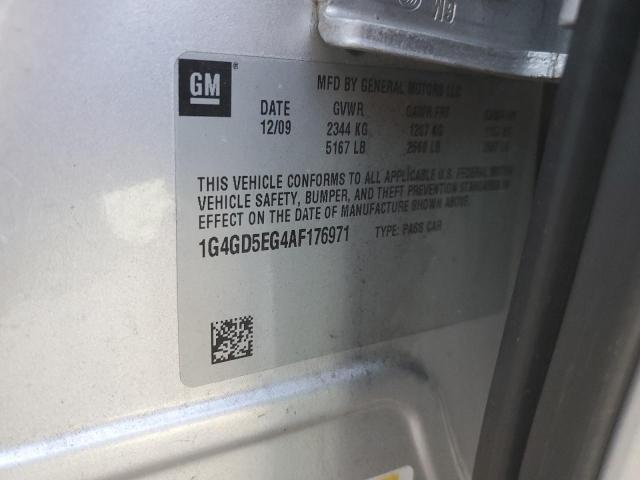 1G4GD5EG4AF176971 - 2010 BUICK LACROSSE CXL GRAY photo 12