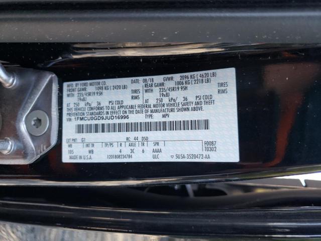 1FMCU0GD9JUD16996 - 2018 FORD ESCAPE SE შავი ფოტო 13