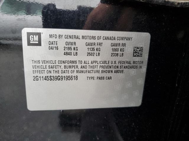 2G1145S39G9195618 - 2016 CHEVROLET IMPALA LTZ Schwarz Foto 12