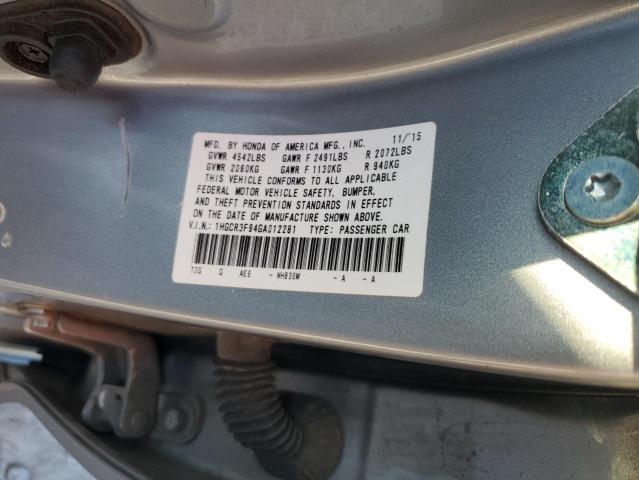 1HGCR3F94GA012281 - 2016 HONDA ACCORD TOURING 银色 照片 13