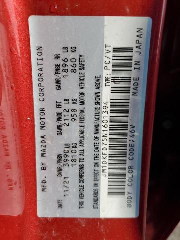 JM1DKFD75N1601394 - 2022 MAZDA CX-3 GRAND TOURING RED photo 13