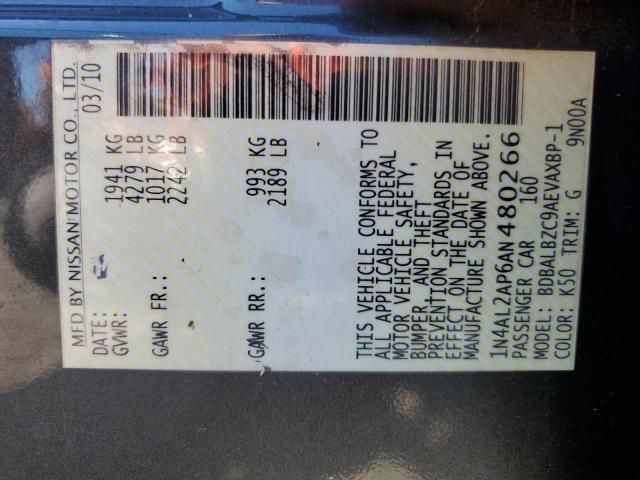 1N4AL2AP6AN480266 - 2010 NISSAN ALTIMA BASE GRAY photo 13