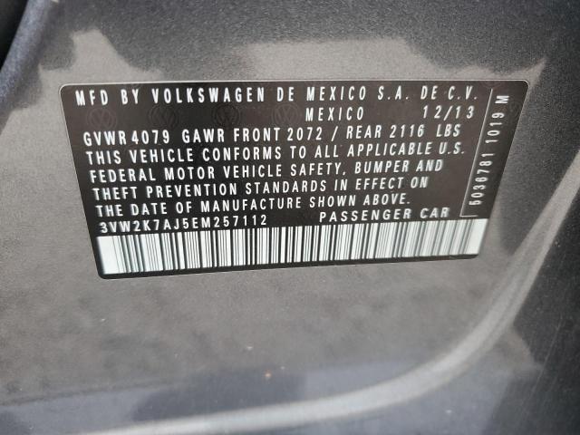 3VW2K7AJ5EM257112 - 2014 VOLKSWAGEN JETTA BASE GRAY photo 12