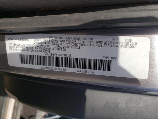 4S4BP61C297341125 - 2009 SUBARU OUTBACK 2.5I SILVER photo 12