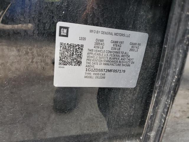 1G1ZD5ST2MF057179 - 2021 CHEVROLET MALIBU LT BLACK photo 12