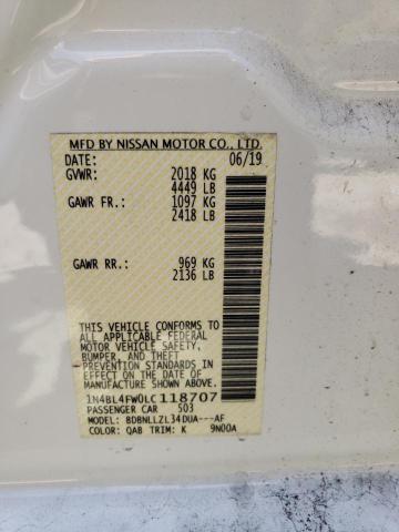 1N4BL4FW0LC118707 - 2020 NISSAN ALTIMA PLATINUM WHITE photo 12