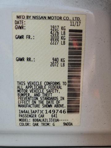 1N4AL3AP7JC149746 - 2018 NISSAN ALTIMA 2.5 Ақ фото 12