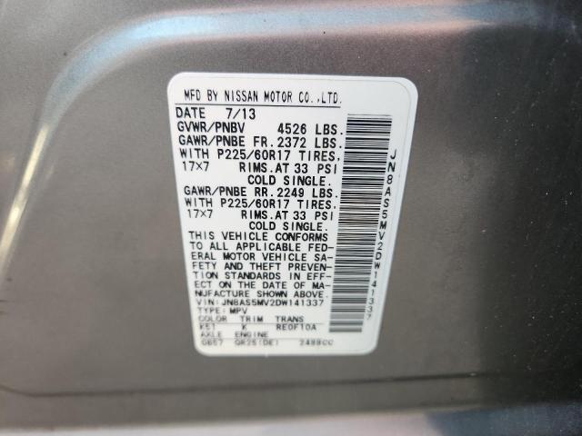 JN8AS5MV2DW141337 - 2013 NISSAN ROGUE S Сұр фото 13