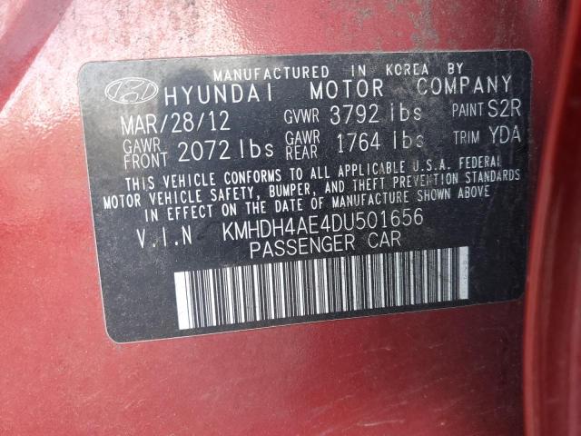 KMHDH4AE4DU501656 - 2013 HYUNDAI ELANTRA GLS BURGUNDY photo 12