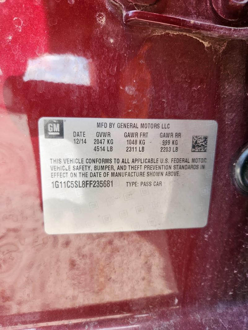 1G11C5SL8FF235681 - 2015 CHEVROLET MALIBU 1LT MAROON photo 12