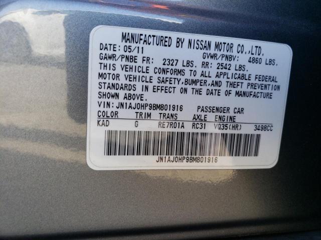 JN1AJ0HP9BM801916 - 2011 INFINITI EX35 BASE Մոխրագույն լուսանկար 14